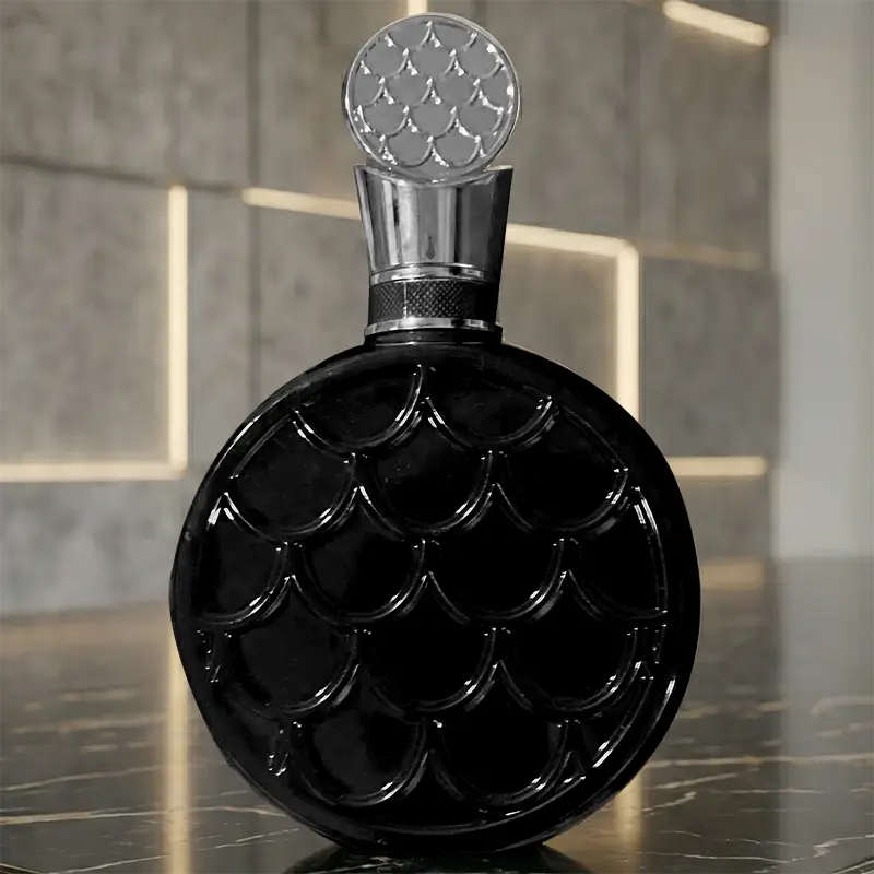 Textured black glass bottle design of Lattafa Fakhar Eau de Parfum fragrance